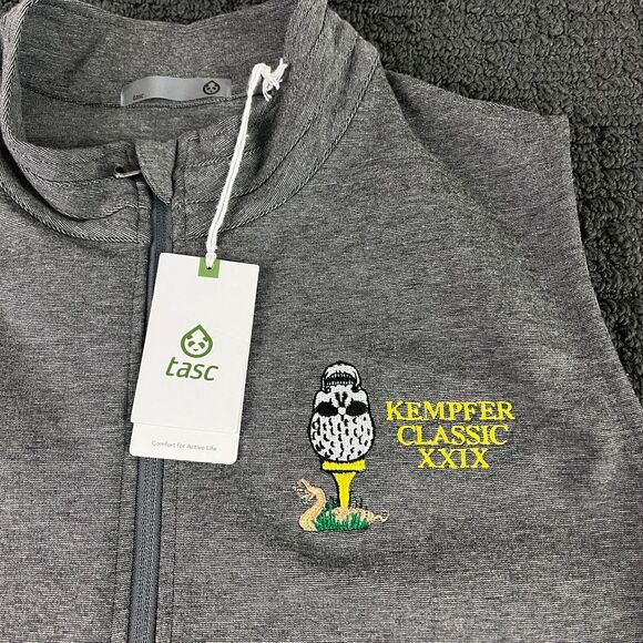 Tasc Vest Mens Medium Gray Full‎ Zip Golf Performance Moisture Wicking NEW - Picture 3 of 11